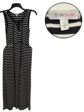 Club Soda Striped Lace-Up Maxi Dress Women's Size Large